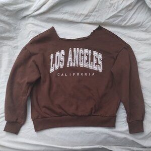 brown Los Angeles California sweatshirt with neck cut off